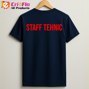 Tricou STAFF TEHNIC, Personalizat | Unisex Dama si Barbat, Albastru Inchis - Img 2