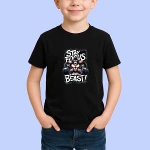 Tricou Stay Focus And Beast Bodybuilder, Copii | Dama | Barbat, culoare negru - Img 3