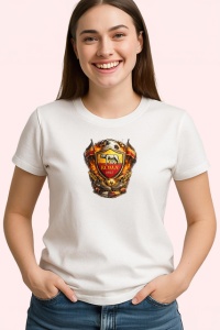 Tricou Stema As Roma Fotbal Lupoaica Italia, din bumbac 100% , tricou alb pentru Copii | Dama | Barbat - Img 2