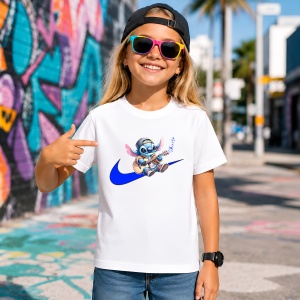 Tricou Stitch La Chitara Logo Albastru Urban Chill Music Vibe, din bumbac 100% Copii | Dama | Barbat - Img 4