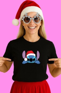 Tricou Stitch Privind Cu Zambet Dragut, din bumbac 100% Copii | Dama | Barbat - Img 3