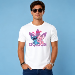 Tricou Stitch Si Angel Sarut Kiss Logo Mov Urban Aesthetic Love, din bumbac 100% Copii | Dama | Barbat