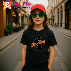 Tricou Strong Silueta Contur Portocaliu, Copii | Dama | Barbat, culoare negru - Img 7