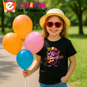 Tricou Strugure amuzant de vara cantaret, Fructe, Copii | Dama, culoare negru - Img 3