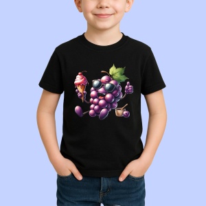 Tricou Strugure amuzant de vara cu inghetata, Fructe, Copii | Dama, culoare negru