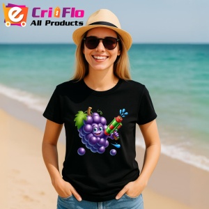 Tricou Strugure amuzant de vara cu pistol de apa, Fructe, Copii | Dama, culoare negru - Img 11
