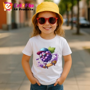 Tricou Strugure amuzant de vara cu skateboard, Fructe, Copii | Dama - Img 4