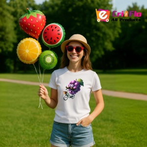 Tricou Strugure amuzant de vara pe bicicleta, Fructe, Copii | Dama - Img 10