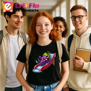 Tricou Strugure amuzant de vara salvamar, Fructe, Copii | Dama, culoare negru - Img 10