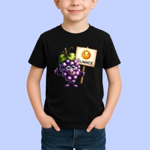 Tricou Strugure amuzant de vara summer, Fructe, Copii | Dama, culoare negru