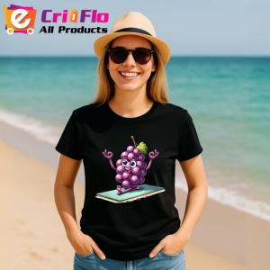 Tricou Strugure amuzant de vara yoga 2, Fructe, Copii | Dama, culoare negru - Img 11