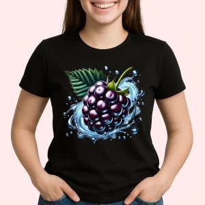 Tricou Strugure negru si explozie lichida, Fructe, Copii | Dama, culoare negru - Img 2