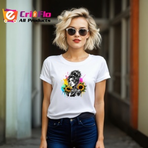 Tricou sunflower tattoo black background girl, fata tatuata cu floarea soarelui pe fundal negru, Copii | Dama | Barbat - Img 11