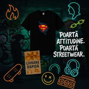 Tricou Superman Street Negru, Copii | Dama | Barbat - Img 12