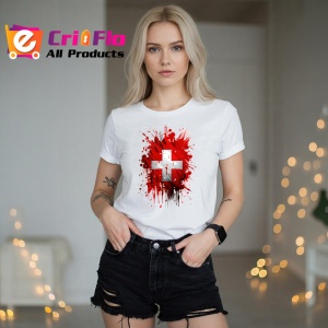 Tricou Switzerland Steag Splash Art, Copii | Dama | Barbat