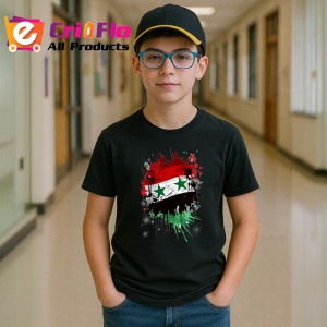 Tricou Syria Steag Splash Art, Copii | Dama | Barbat, culoare negru - Img 9