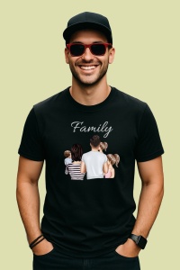 Tricou Tata Copil Ilustratie V2, din bumbac 100%, tricou negru, Dama | Barbat
