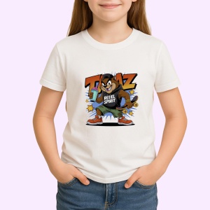 Tricou Taz – City Style cu hanorac portocaliu și skateboard graffiti Copii | Dama | Barbat Barbat - Img 2