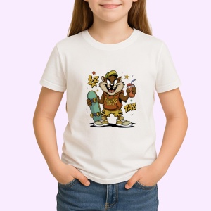 Tricou Taz – City Style cu hanorac portocaliu și skateboard graffiti Copii | Dama | Barbat Barbat - Img 4