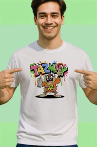 Tricou Taz – Skate Vibes & Drink, ținută galbenă urbană și atitudine cool Copii | Dama | Barbat Barbat - Img 4