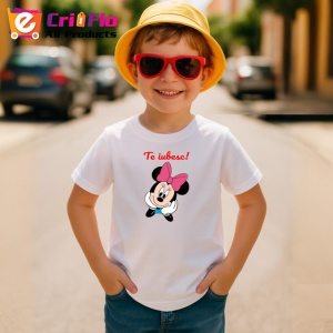 Tricou Te Iubesc Minnie Mouse Cu Funda Roz, din bumbac 100% , tricou alb pentru Copii | Dama | Barbat - Img 3