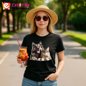 Tricou Terrier cu blana lunga si pisica blanda prietenie perfecta Copii | Dama | Barbat Barbat - Img 22