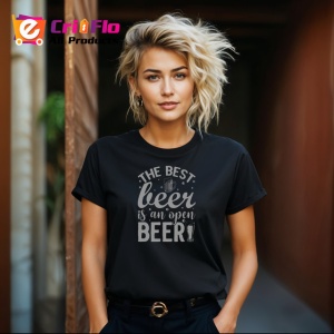 Tricou The Best Beer Is An Open Beer, din bumbac 100%, tricou negru Dama | Barbat - Img 4