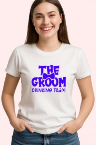 Tricou the groom drinking team mesaj petrecere burlaci, Copii | Dama | Barbat - Img 3