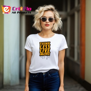 Tricou Think Less Live More Font Gri Picaturi V2, din bumbac 100% , tricou alb pentru Copii | Dama | Barbat - Img 8
