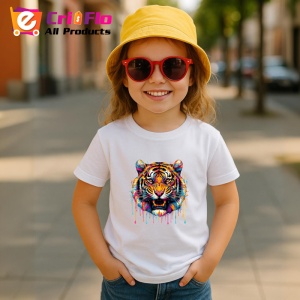 Tricou Tigru pop art cu stropi de culoare fundal alb Copii | Dama | Barbat - Img 11