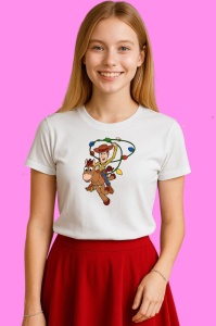 Tricou Toy Story Woody Calare Cu Instalatie Craciun, din bumbac 100% Copii | Dama | Barbat - Img 3