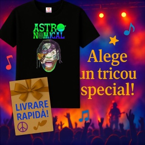 Tricou Travis Scott Astronomical Joker, muzica POP, Dama | Barbat | Copii, Culoare Negru - Img 7
