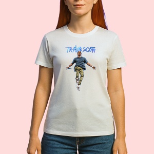 Tricou Travis Scott - ilustratie si miscare, muzica Hip-Hop / Rap, Dama | Barbat | Copii - Img 2