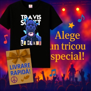 Tricou Travis Scott - La Flame si fluturi albastrii, muzica Hip-Hop / Emo Rap, Dama | Barbat | Copii, Culoare Negru - Img 7