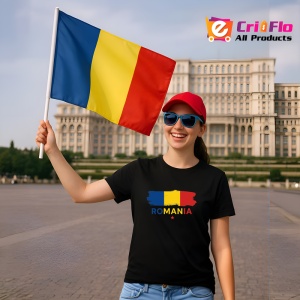 Tricou Tricolor romania cu text colorat Negru |Colectia Tricouri Romania
