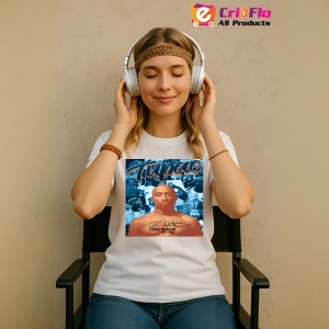 Tricou Tupac calm orange background, muzica POP, Dama | Barbat | Copii - Img 9