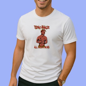 Tricou Tupac Cartoon Red Text, muzica INDIE, Dama | Barbat | Copii - Img 2