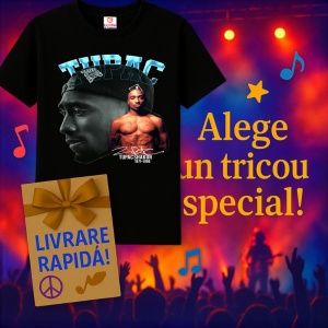 Tricou Tupac classic B&W profile, muzica Rap, Dama | Barbat | Copii, Culoare Negru - Img 7