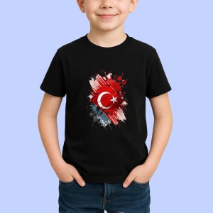Tricou Turkiye Steag Splash Art, Copii | Dama | Barbat, culoare negru - Img 3