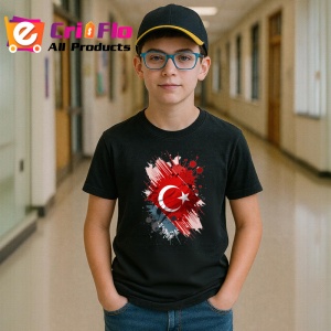 Tricou Turkiye Steag Splash Art, Copii | Dama | Barbat, culoare negru - Img 10