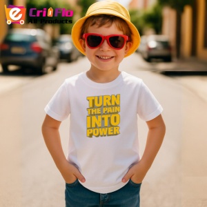 Tricou Turn The Pain Into Power Text Galben Bold, din bumbac 100% , tricou alb pentru Copii | Dama | Barbat - Img 4