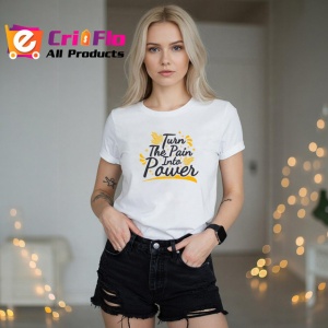 Tricou Turn The Pain Into Power Text Motivational, din bumbac 100% , tricou alb pentru Copii | Dama | Barbat - Img 7