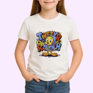 Tricou Tweety tweet rush cu hanorac albastru si sneakers Copii | Dama | Barbat Barbat - Img 4
