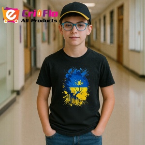 Tricou Ukraine Steag Splash Art, Copii | Dama | Barbat, culoare negru - Img 9