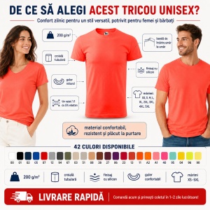 Tricou Unisex Damă / Bărbat Heavy New 137 – 100% Bumbac, Guler Rotund, 200 g/m², XS–5XL - Img 2