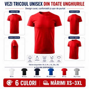 Tricou Unisex Damă/Bărbat Heavy New Free F37 – 100% Bumbac, Label Free, 200 g/m², XS–3XL - Img 9
