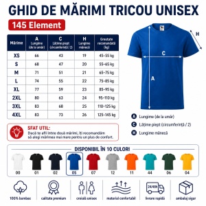 Tricou unisex damă și bărbat Malfini Element 145, 100% bumbac, 180 g/mp, XS–4XL - Img 4