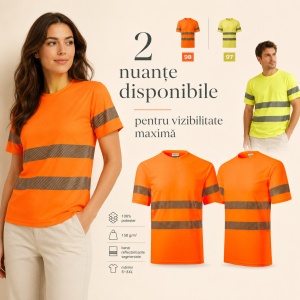 Tricou Unisex Damă și Bărbat Rimeck HV Dry, Vizibilitate Ridicată, Benzi Reflectorizante Segmentate, 100% Poliester, 150 g/m - Img 5