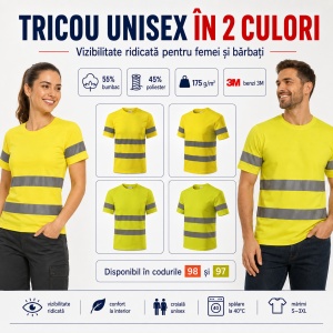 Tricou Unisex Damă și Bărbat Rimeck HV Protect LV9, Vizibilitate Ridicată, Benzi Reflectorizante 3M, 55% Bumbac, 175 g/m² - Img 7