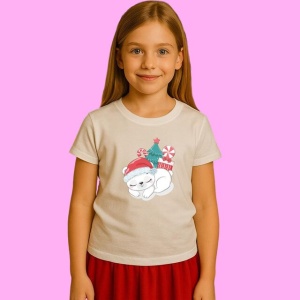 Tricou Urs Polar Dormind Cu Fulare, din bumbac 100%, tricou alb, Copii | Dama | Barbat - Img 2